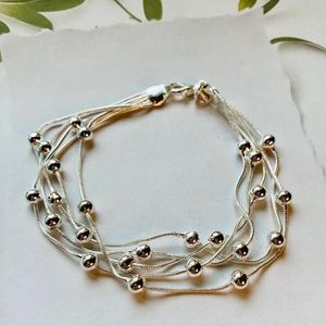Sterling Silver Beaded 5 Strand Bracelet
